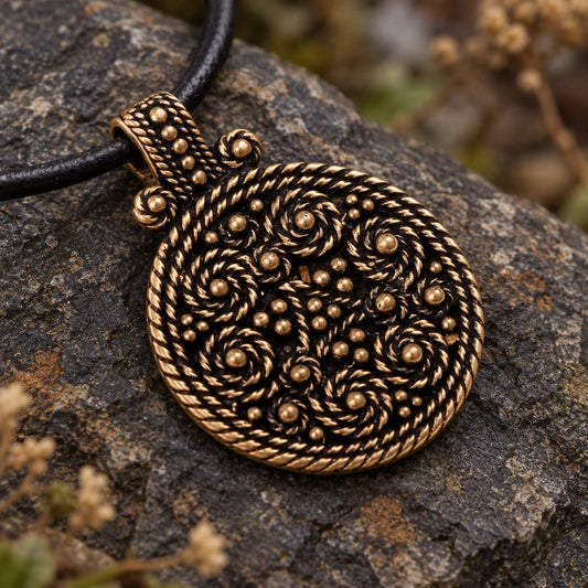 vkngjewelry Pendant Handcrafted Viking Patterns Pendant Bronze