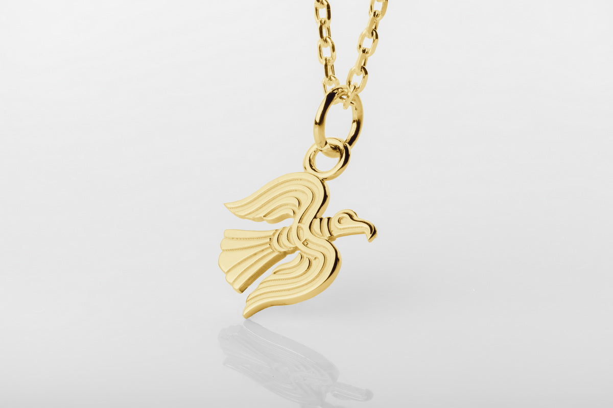 vkngjewelry Pendant Viking Raven Pendant in Gold – Symbol of Odin’s Wisdom