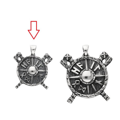 vkngjewelry Pendant Handcrafted Viking Shield Axes and Runes Sterling Silver Pendant