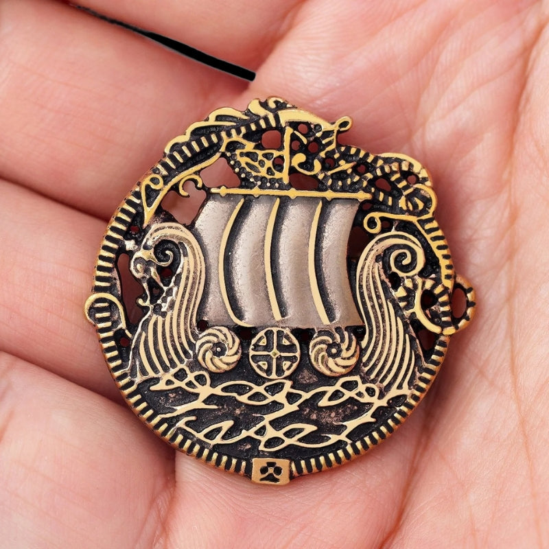 vkngjewelry brooch Viking Ship Drakkar Shirt Lapel And Brooch Pin