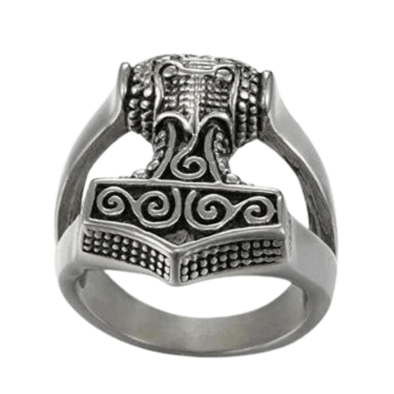 vkngjewelry Bagues Thunder God Thor Hammer Mjölnir Futhark Odin Norse Biker Ring 925 Sterling Silver