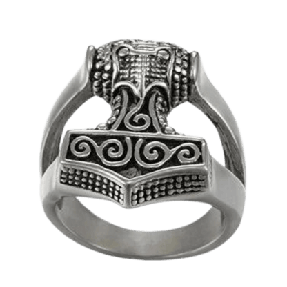 vkngjewelry Bagues Thunder God Thor Hammer Mjölnir Futhark Odin Norse Biker Ring 925 Sterling Silver