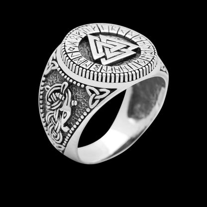 vkngjewelry Bagues 925 Sterling Silver Viking Valknut Runes Jormungand Handcrafted Ring