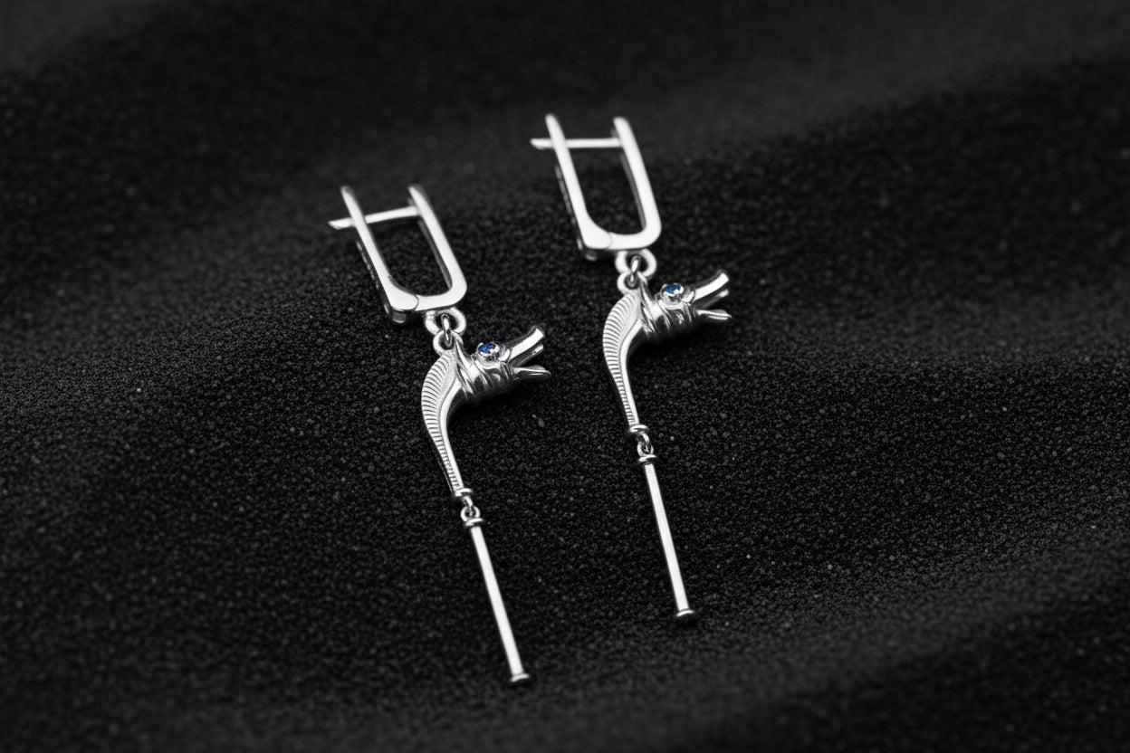 vkngjewelry Earrings Viking War Horn Carnyx Earrings Sterling Silver Jewelry
