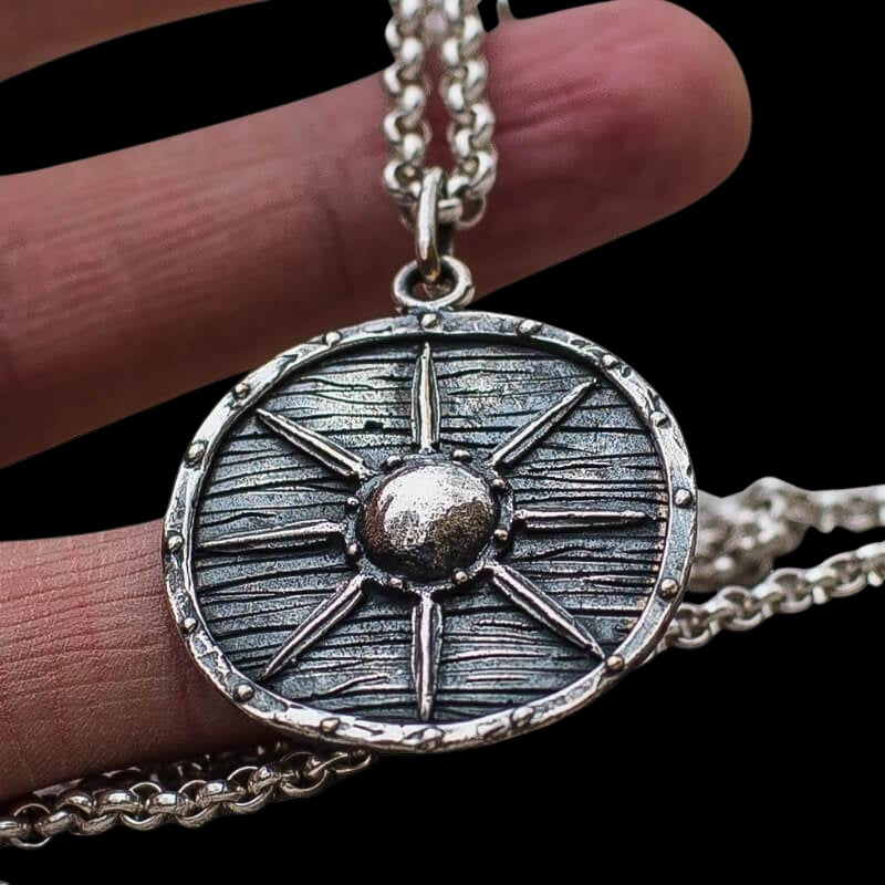 vkngjewelry Pendant Handcrafted Vikings Shield Star Sterling Silver Pendant