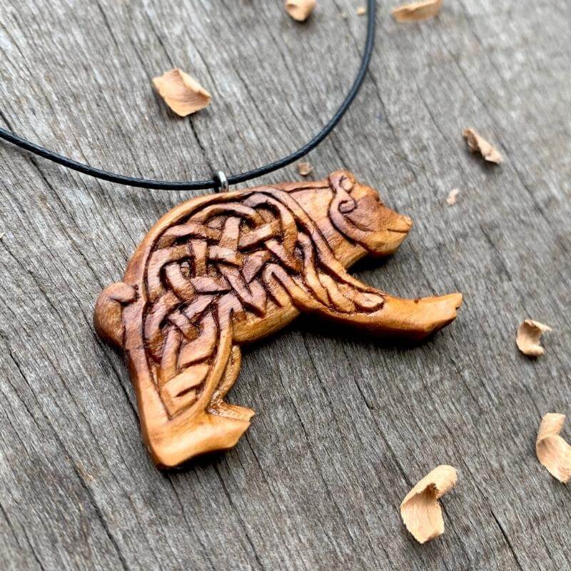 vkngjewelry Pendant Unique Plum Wood Viking Bear Pendant