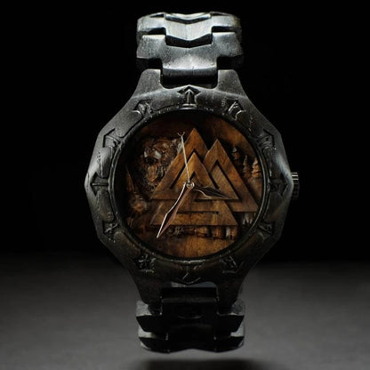 vkngjewelry Watches Valknut and Bear Viking Wooden Watch