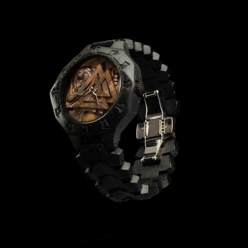 vkngjewelry Watches Valknut and Bear Viking Wooden Watch