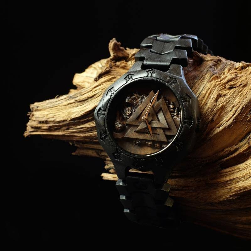 vkngjewelry Watches Valknut and Bear Viking Wooden Watch