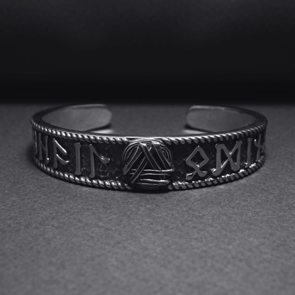 vkngjewelry Bracelet Valknut and Elder Futhark Runes Arm Ring