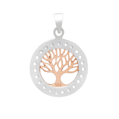 vkngjewelry Pendant 925 Sterling Silver Yggdrasil Charm with Rose Gold