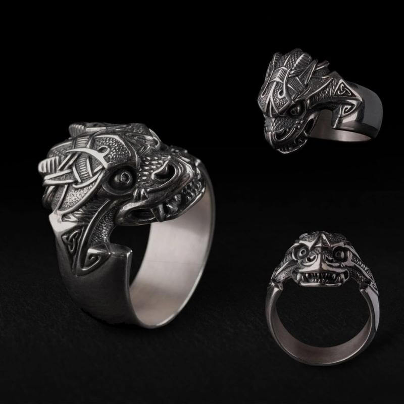 vkngjewelry Bagues Jörmungandr Midgard Serpent Silver Ring