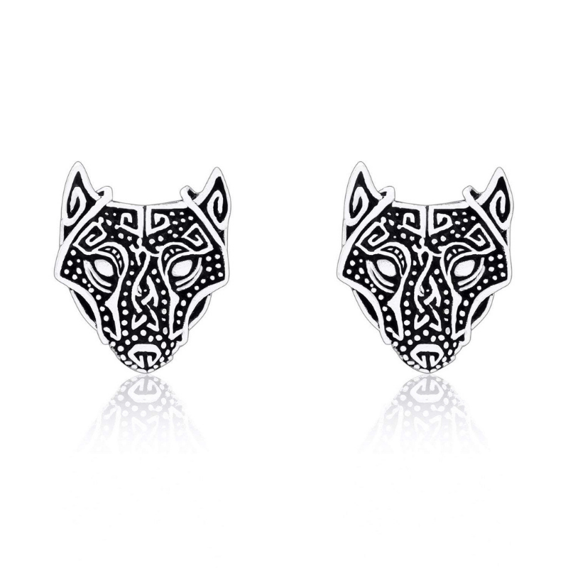 vkngjewelry bijoux Women's jewellery Wolf Set Pendant, Earrings and Ring