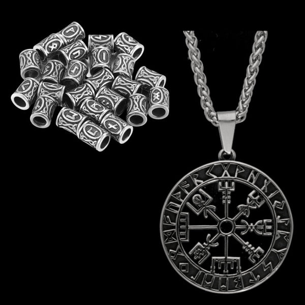 vkngjewelry Gift Boxes & Tins Gift Box Vegvisir Runic Pendant and Viking Beard Beads
