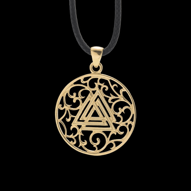 vkngjewelry Pendant Norse Valknut Symbol Gold Pendant