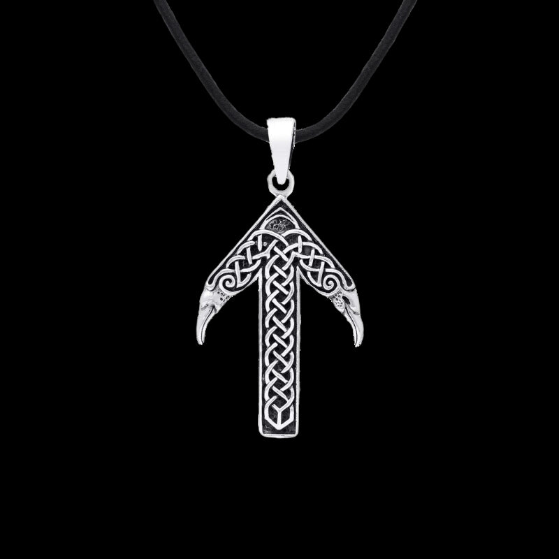 vkngjewelry Pendant Tyr Rune Raven Amulet Sterling Silver