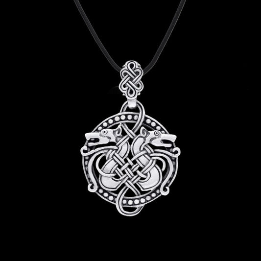 vkngjewelry Pendant Wolf Fenrir Knotwork Amulet Sterling Silver Pendant