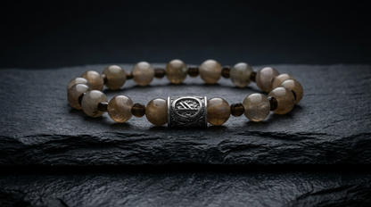 Labradorite and Obsidian Beaded Bracelet with Sterling Silver Bead
