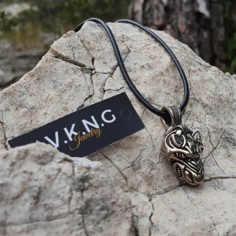 vkngjewelry Pendant Wolf Fenrir Silver Head Necklace