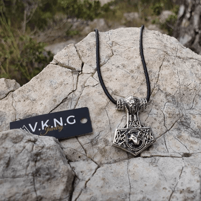 vkngjewelry Pendant Wolf Thor Hammer Mjolnir Charm Sterling Silver Pendant