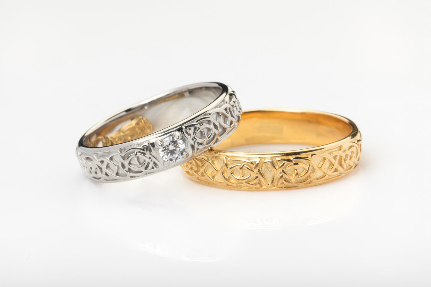 vkngjewelry Ring Yellow Gold Celtic Knot Band, Traditional Handcrafted Norse Jewelry