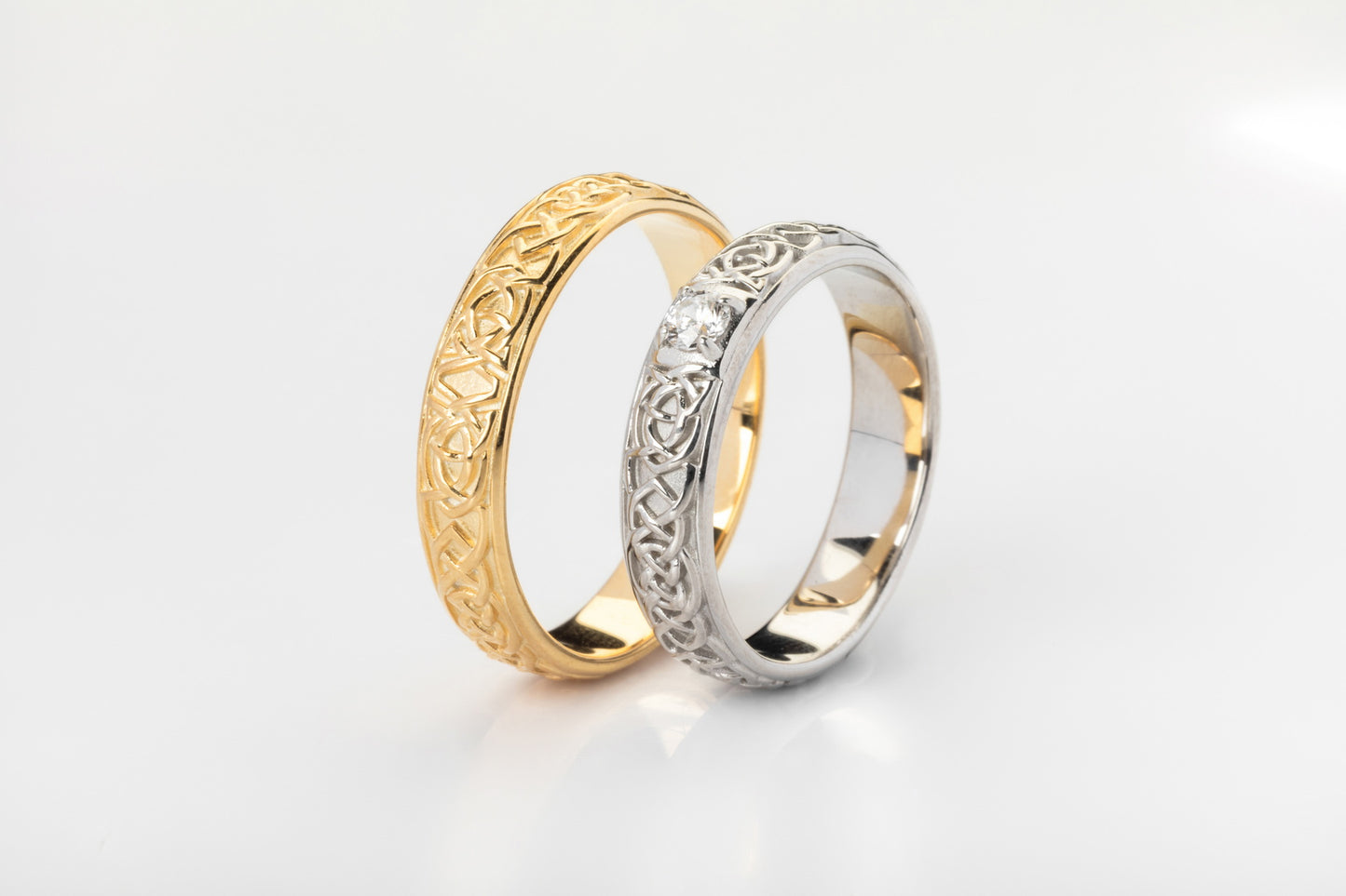 vkngjewelry Ring Yellow Gold Celtic Knot Band, Traditional Handcrafted Norse Jewelry