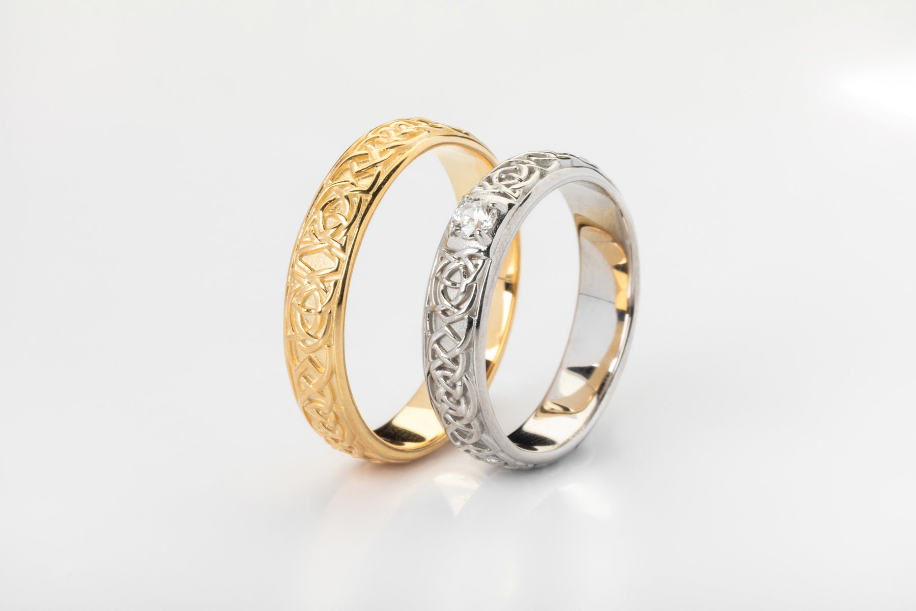 vkngjewelry Ring Yellow Gold Celtic Knot Band, Traditional Handcrafted Norse Jewelry