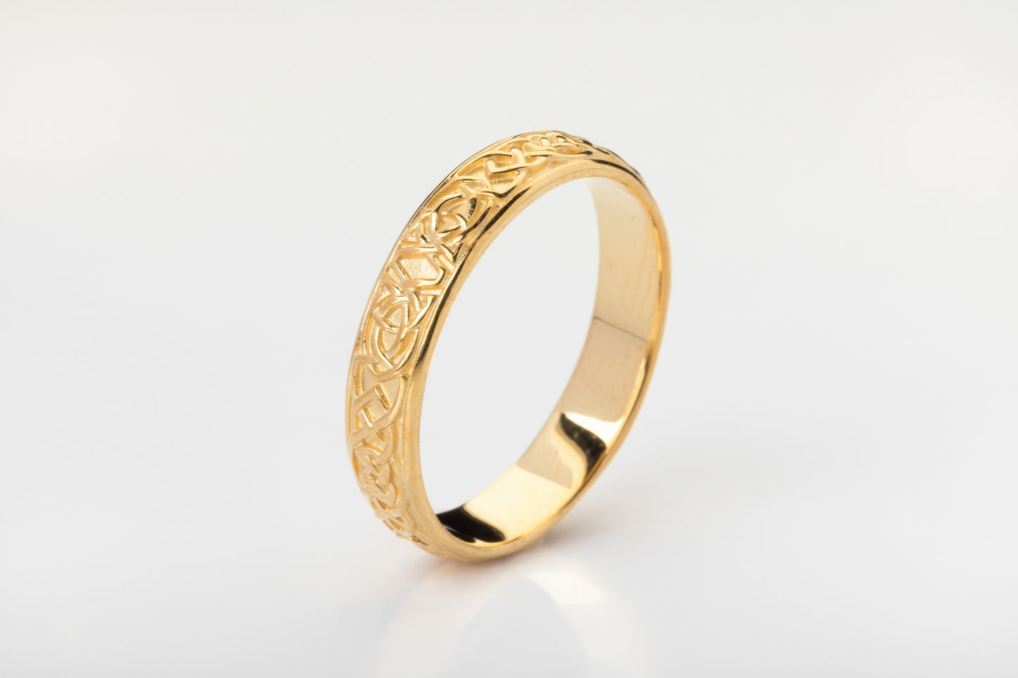 vkngjewelry Ring Yellow Gold Celtic Knot Band, Traditional Handcrafted Norse Jewelry