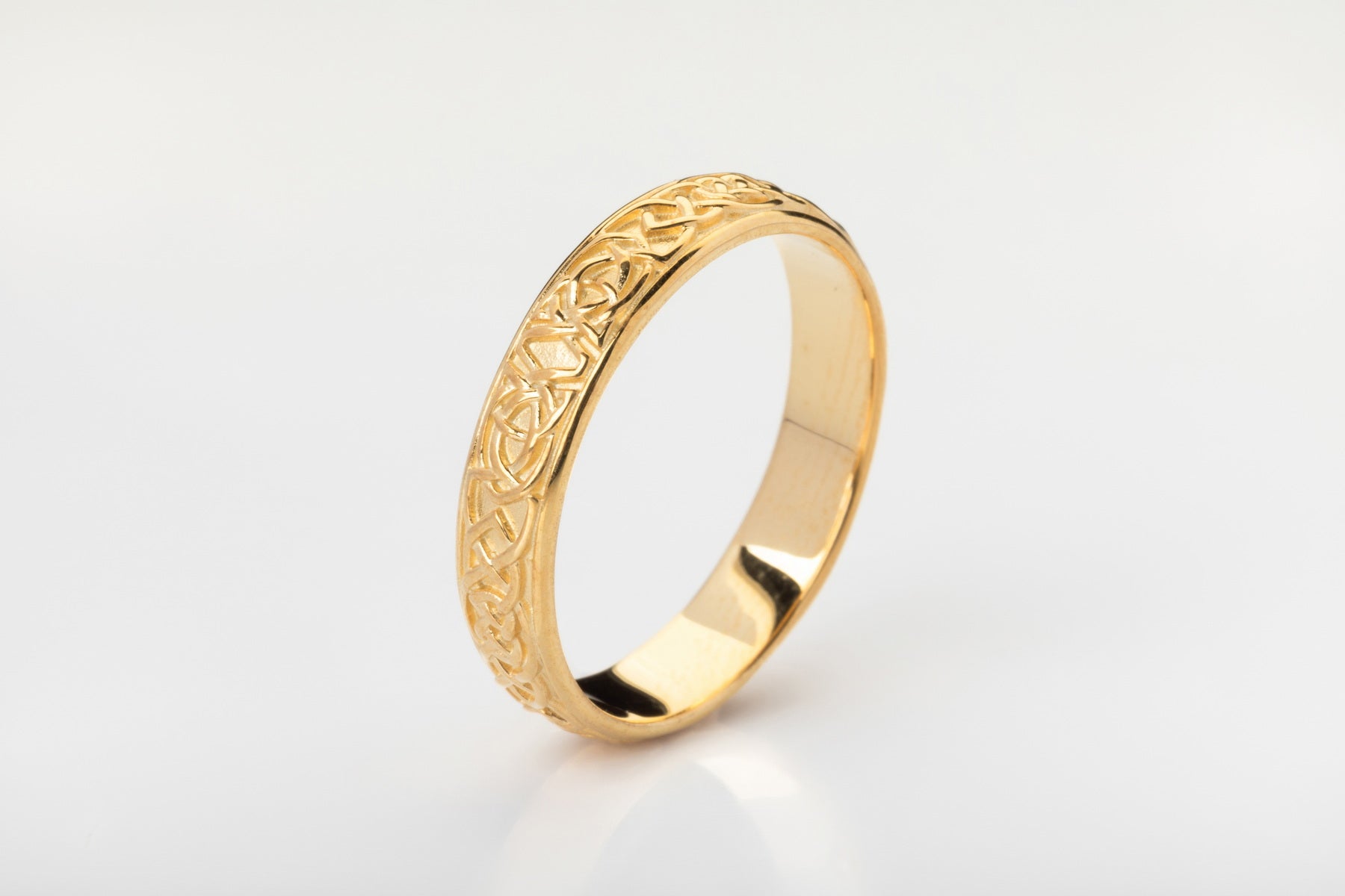 vkngjewelry Ring Yellow Gold Celtic Knot Band, Traditional Handcrafted Norse Jewelry