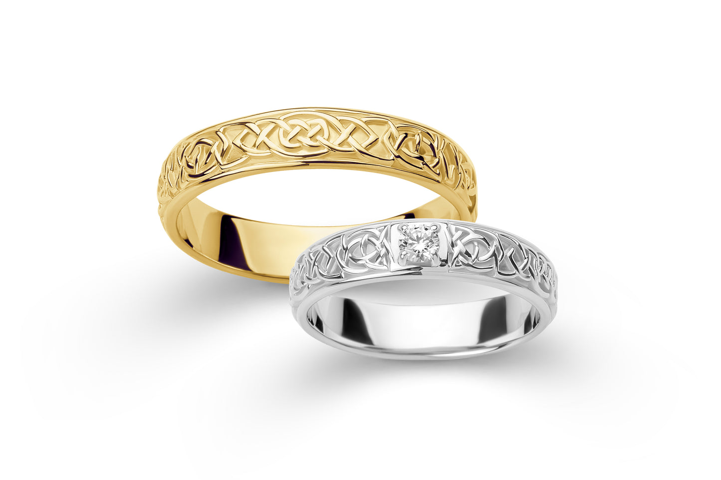 vkngjewelry Ring Yellow Gold Celtic Knot Band, Traditional Handcrafted Norse Jewelry