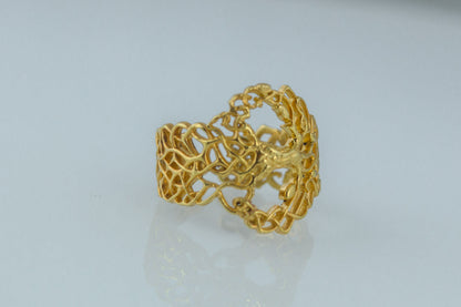 vkngjewelry Ring Handcrafted Yggdrasil Ornament Gold Ring