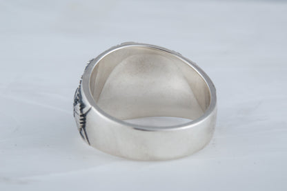 vkngjewelry Ring Handcrafted Yggdrasil Symbol Raven Sterling Silver Ring