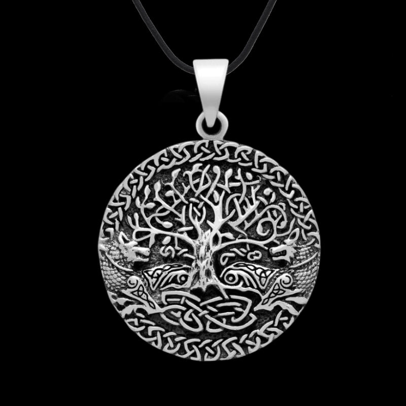 vkngjewelry Pendant Yggdrasil with Fenrir 925 STERLING SILVER PENDANT