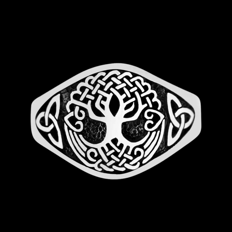 vkngjewelry Bagues Yggdrasil with Triquetra Pagan RING 925 STERLING SILVER