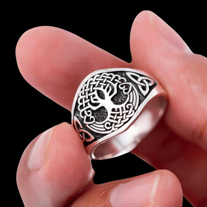 vkngjewelry Bagues Yggdrasil With Triquetra Pagan Ring 925 Sterling Silver