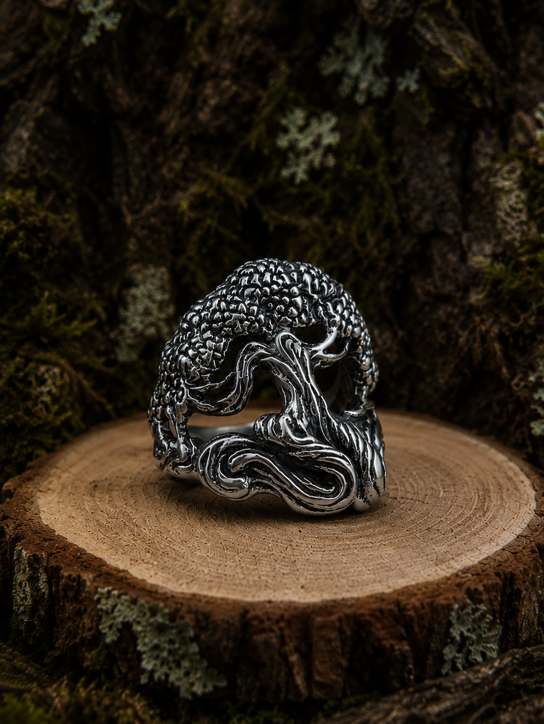 vkngjewelry Ring Handcrafted Yggdrasil World Tree Sterling Silver Ring