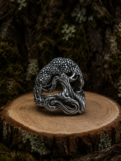 vkngjewelry Ring Handcrafted Yggdrasil World Tree Sterling Silver Ring