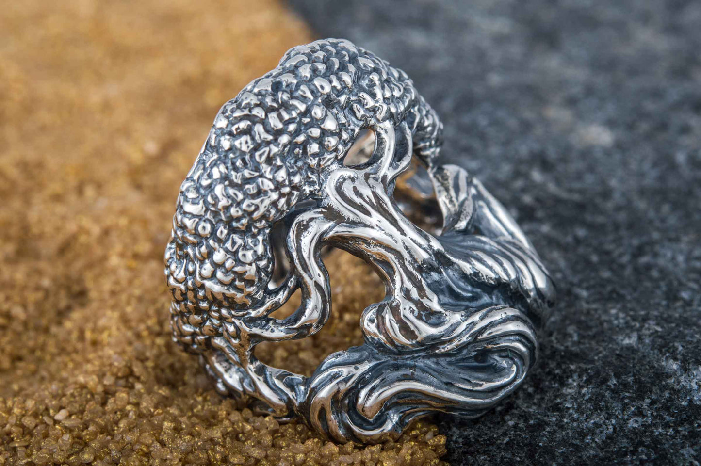 vkngjewelry Ring Handcrafted Yggdrasil World Tree Sterling Silver Ring