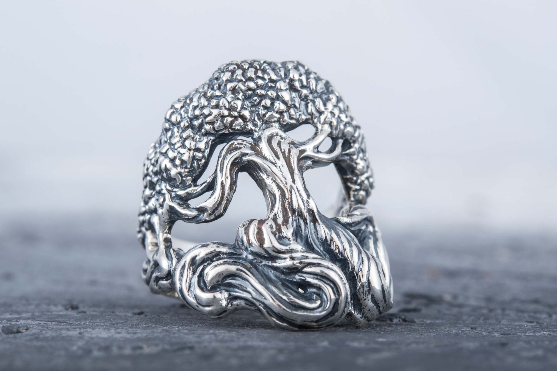 vkngjewelry Ring Handcrafted Yggdrasil World Tree Sterling Silver Ring