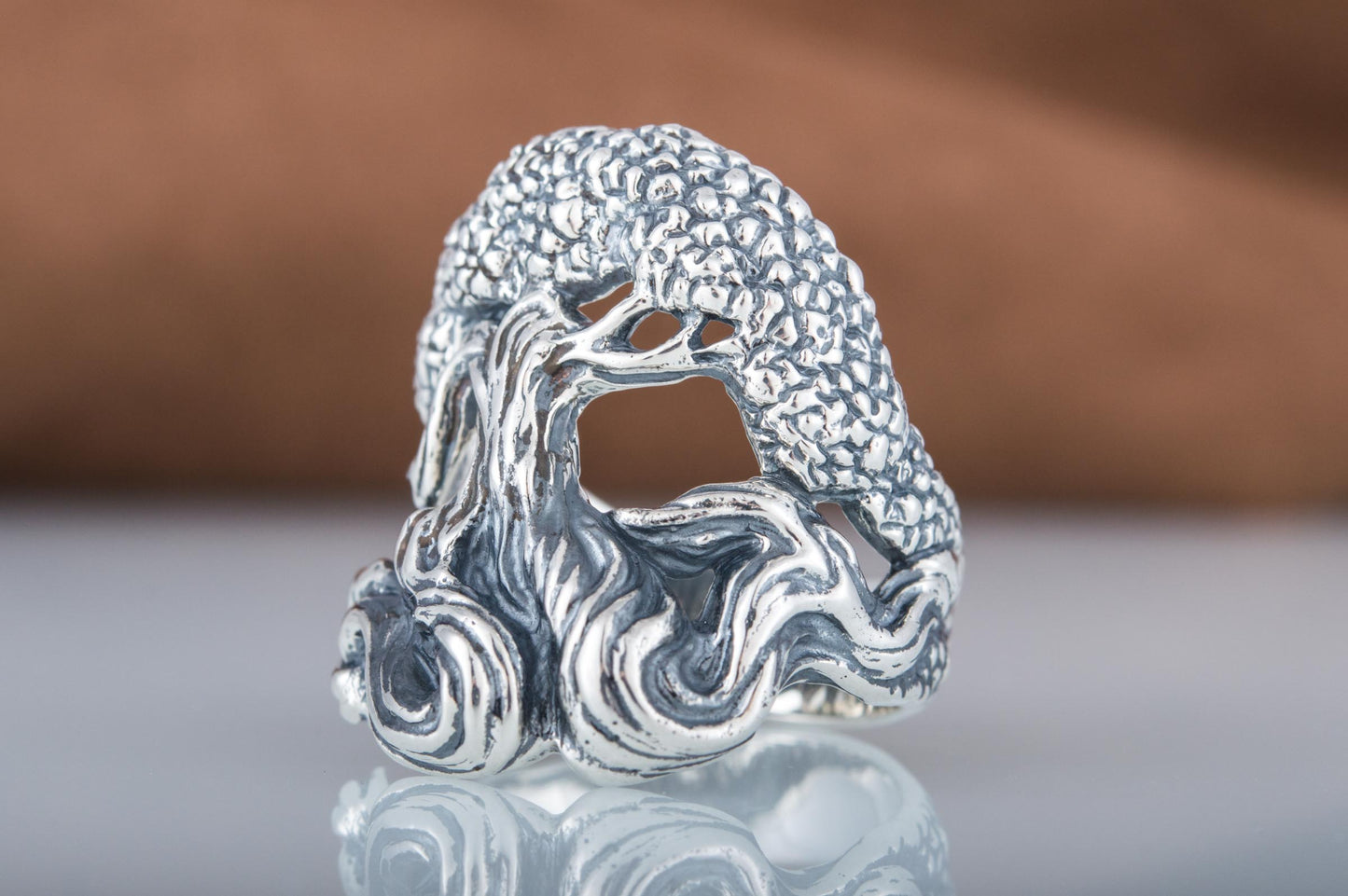 vkngjewelry Ring Handcrafted Yggdrasil World Tree Sterling Silver Ring