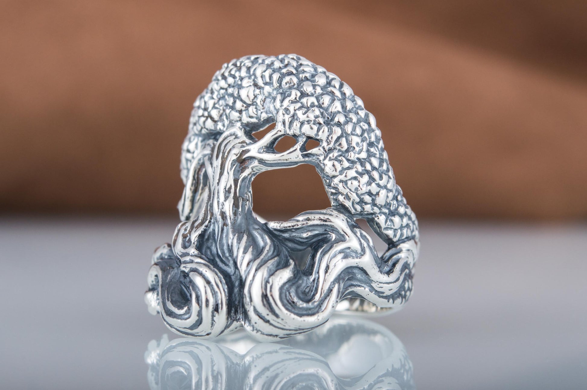 vkngjewelry Ring Handcrafted Yggdrasil World Tree Sterling Silver Ring
