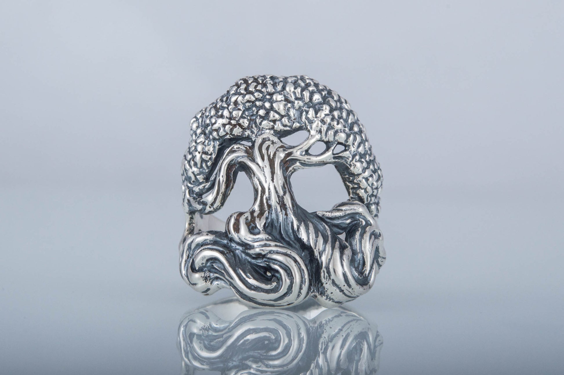 vkngjewelry Ring Handcrafted Yggdrasil World Tree Sterling Silver Ring
