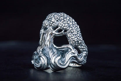 vkngjewelry Ring Handcrafted Yggdrasil World Tree Sterling Silver Ring