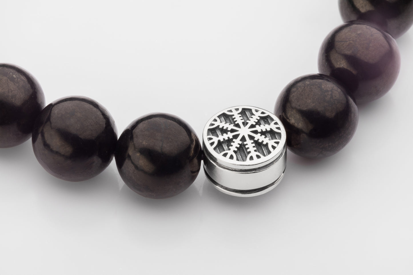 vkngjewelry Bracelet Zoisite and Shungite Viking Bracelet with Double-Sided Helm of Awe