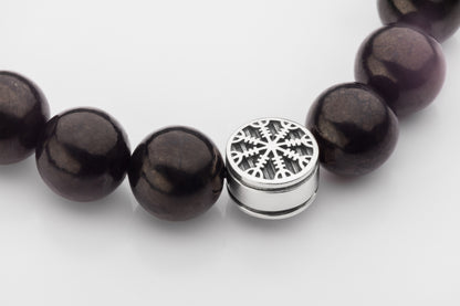 vkngjewelry Bracelet Zoisite and Shungite Viking Bracelet with Double-Sided Helm of Awe