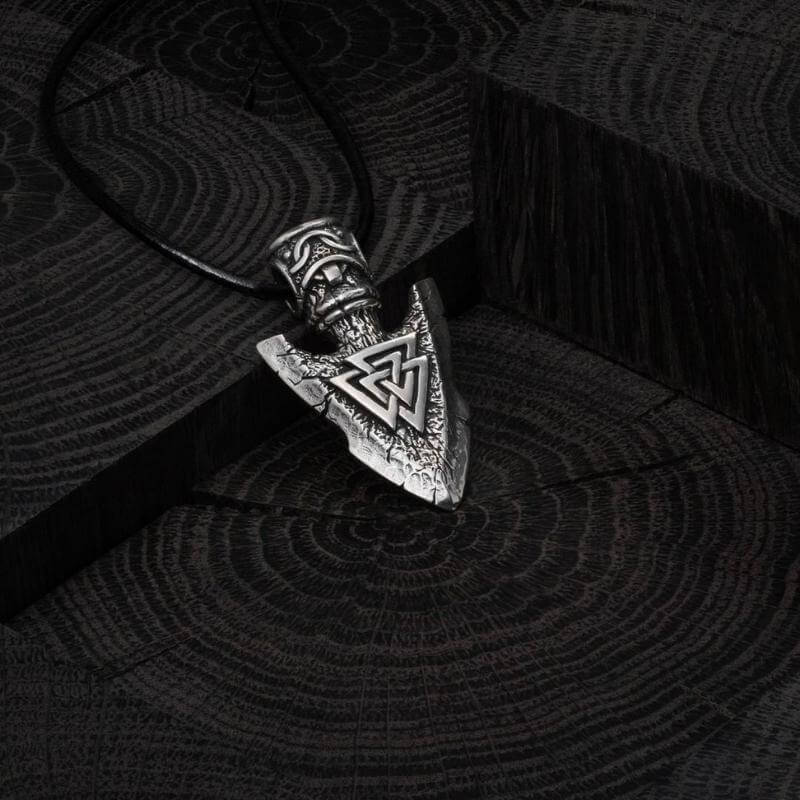 Valknut Odin's Spear Gungnir Sterling Silver